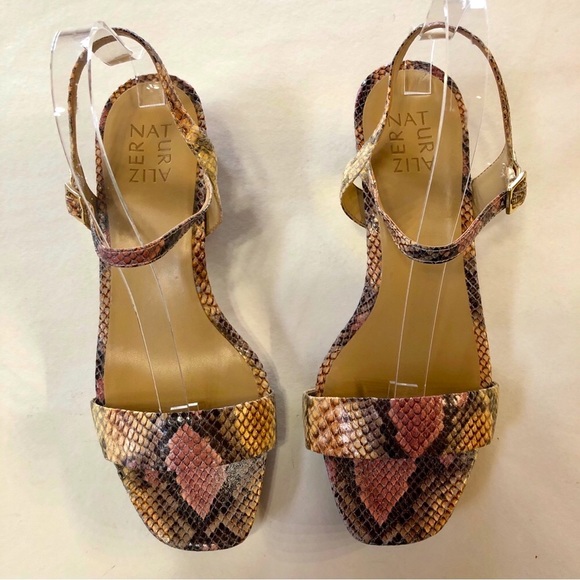 NATURALIZER (8.5W) Ivy Leather Snakeskin Print Sandals Mauve Tan Black - Picture 3 of 16